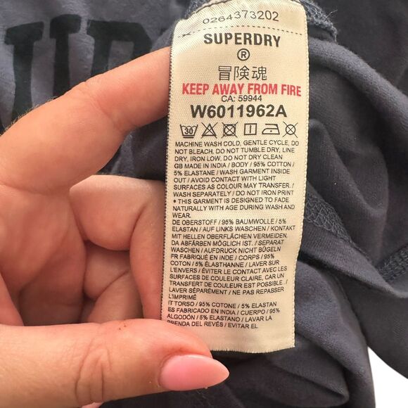 SUPERDRY Athletics Slim Fit Long Sleeve Navy Sz 6 - Picture 5 of 5